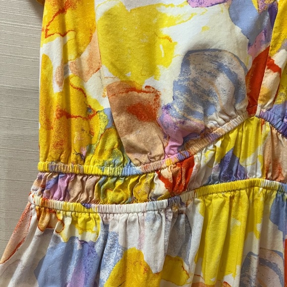 🔵 Ingrid & Isabel Yellow and Purple Maternity Floral Dress Size Medium - Picture 5 of 7